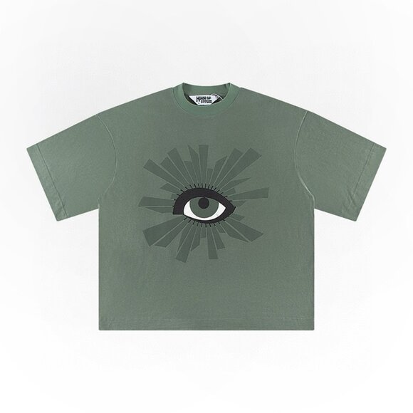 House of Errors Army Green Eye Print T Shirt - Picture 1 of 9